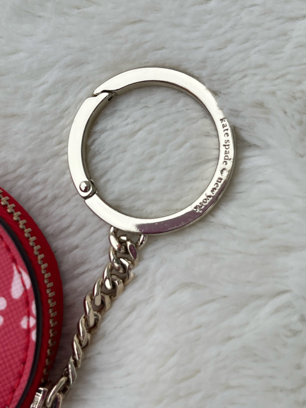 NWOT Kate Spade red and light pink heart coin pouch key fob/coin purse - Picture 6 of 10